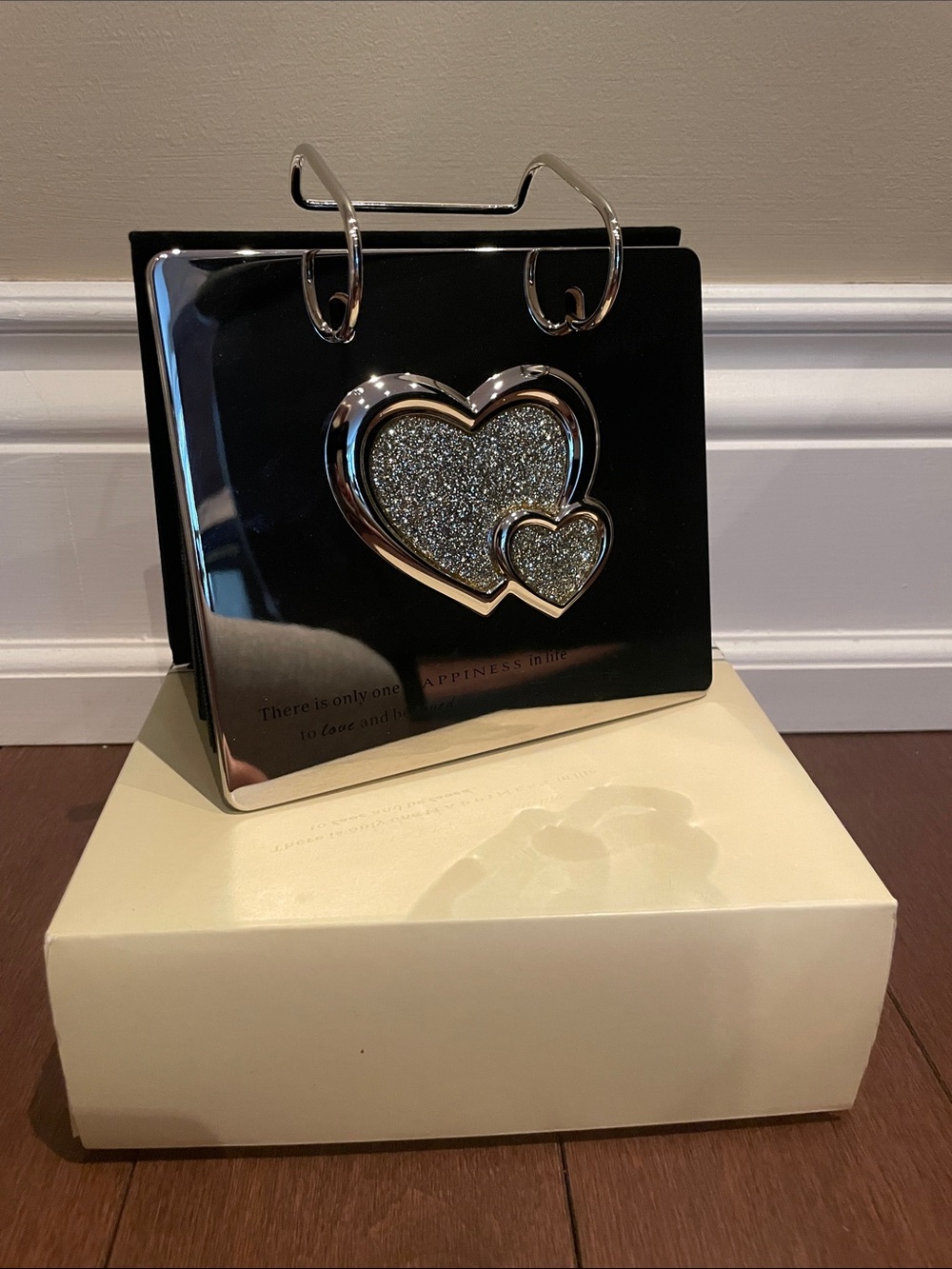 Heart Photo Frame Stand with Silver Accents